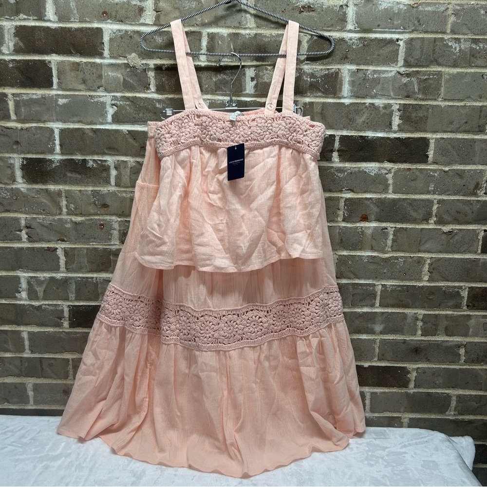 Lucky Brand Blush Pink 2 Piece Set Tank Top & Midi Skirt Weaved Size XS / Large